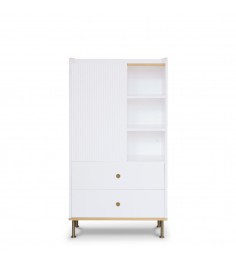 Hannes Moonlight White & Oak Tall Cabinet